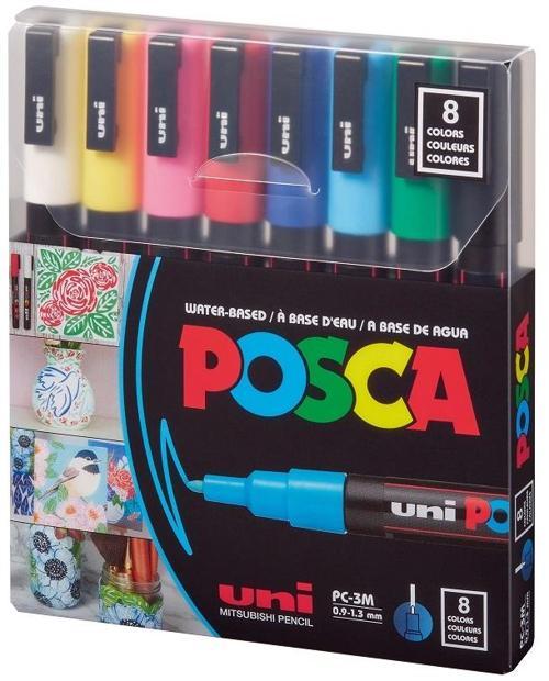 Posca PC-3M 0.9-1.3 Su Bazlı Boyama Markörü Seti Ana Renkler 8 RENK