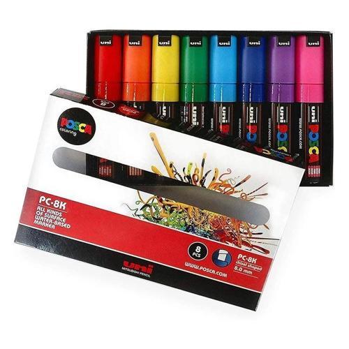 Posca PC-8K 8.0 Su Bazlı Boyama Markörü Seti Ana Renkler 8 RENK