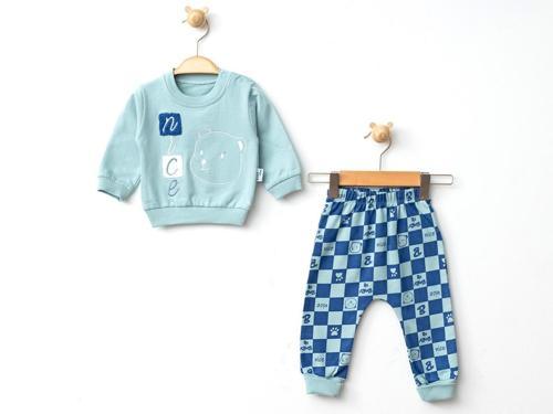 PÖTİKARE PATİLİ İKİ İPLİK ALT ÜST TAKIM - Mint Yeşili - 6 - 9 Ay Mint Yeşili