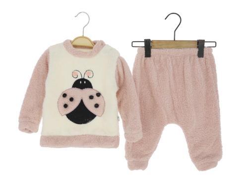 UĞUR BÖCEĞİ İŞLEMELİ WELSOFT ALT ÜST TAKIM - MRT7942-Gül Kurusu-18 Ay Gül Kurusu