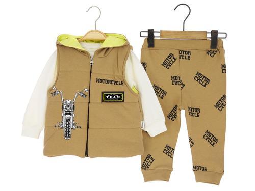 ELYAFLI YELEK MOTORCYCLE BASKILI ÜÇLÜ ALT ÜST TAKIM - Camel - 9 Ay - MTX24392-Camel-9 Ay Camel