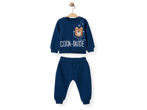 COOL DUDE AYI KAFA NAKIŞLI ÜÇ İPLİK ŞARDONLU ALT ÜST TAKIM - SDL7093-Lacivert-9 Ay LACİVERT