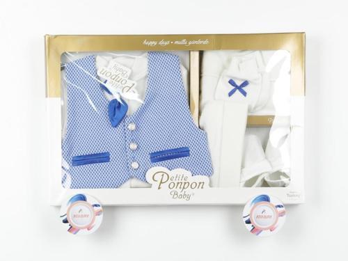 DOKULU ERKEK MEVLÜT TAKIM - PNN223-Mavi-0 - 3 Ay Mavi