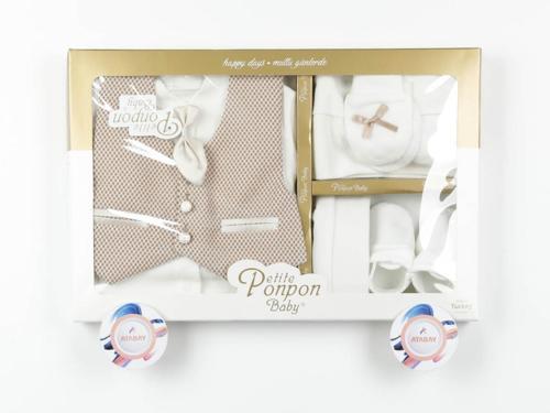 DOKULU ERKEK MEVLÜT TAKIM - PNN223-Kahverengi-0 - 3 Ay Kahverengi