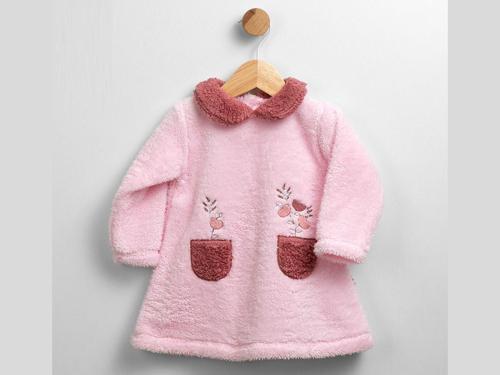 CEP KALP NAKIŞLI POLAR ELBİSE - FLE229473-Pembe-12 - 18 Ay Pembe