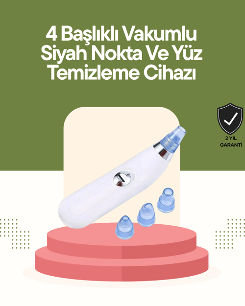 USB Destekli 4 Başlıklı Siyah Nokta Vakum Cihazı – Gözenek Temizleyici ve Cilt Yenileyici Bakım Alet