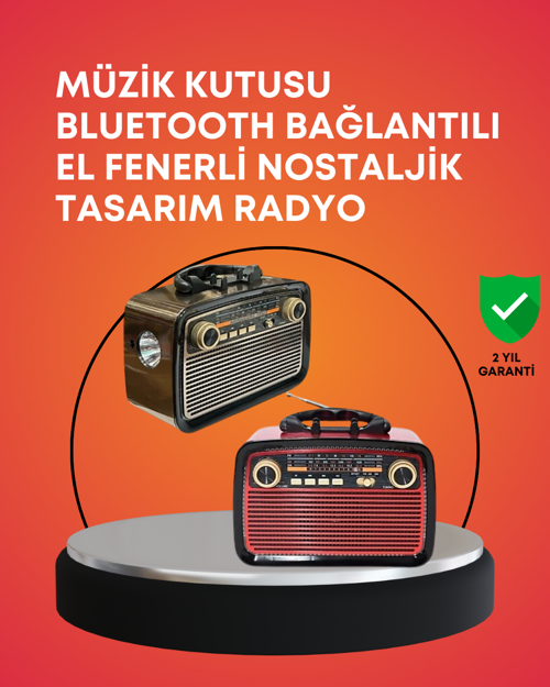 Nostaljik Radyo Görünümlü Bluetooth Hoparlör – FM/AM Yayın, Kablosuz Bağlantı, Şarj Edilebilir