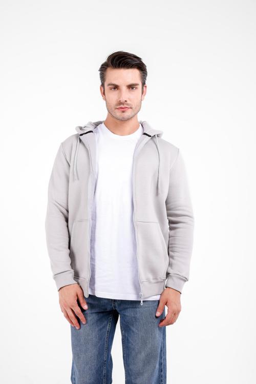 NİX 3 İplik Şardonlu Fermuarlı Kapüşonlu Sweat - Gri