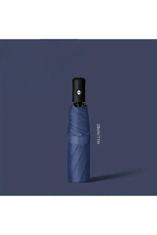 Mavi 8 Telli Şemsiye Unisex Rüzgara Dayanıklı Kırılmayan Erkek Kadın Tam Otomatik Şemsiye 98x58 cm