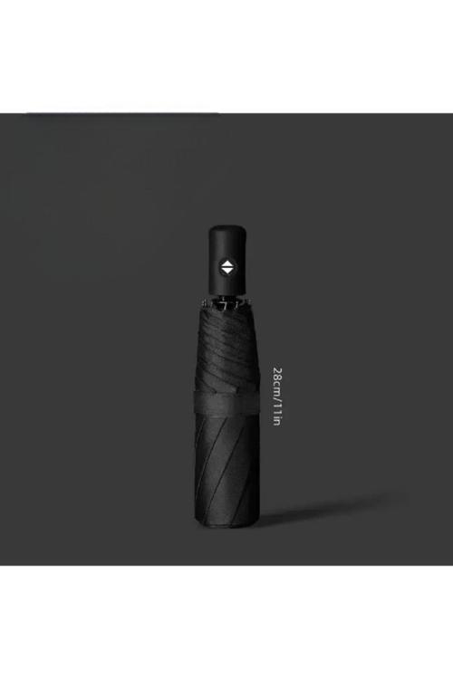 Siyah 8 Telli Şemsiye Unisex Rüzgara Dayanıklı Kırılmayan Erkek Kadın Tam Otomatik Şemsiye 98x58 cm