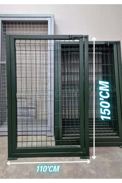 & Panel Çit Sistemleri Yeşil Tel Çit Kapı - Panel Çit Tel Kapısı - Kanatlı Kapı (- 150 Cm Yükseklik X 110 Cm Eni -)