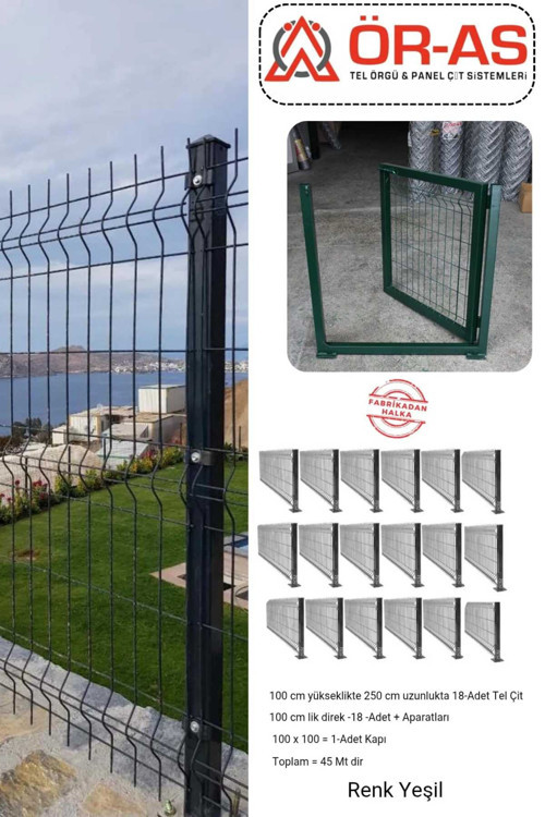 & Panel Çit Sistemleri Panel Çit Takım ( 100 Cm Yükseklik 45 Mt Uzunluk ) + ( 100 X 100 Kapı -)