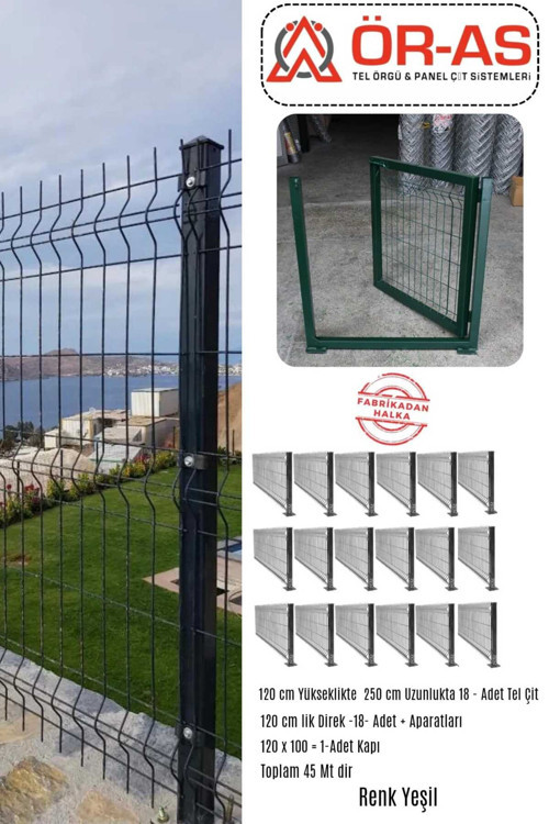 & Panel Çit Sistemleri Panel Çit Takım ( 120 Cm Yükseklik 45 Mt Uzunluk ) + ( 120 X 100 Kapı -)