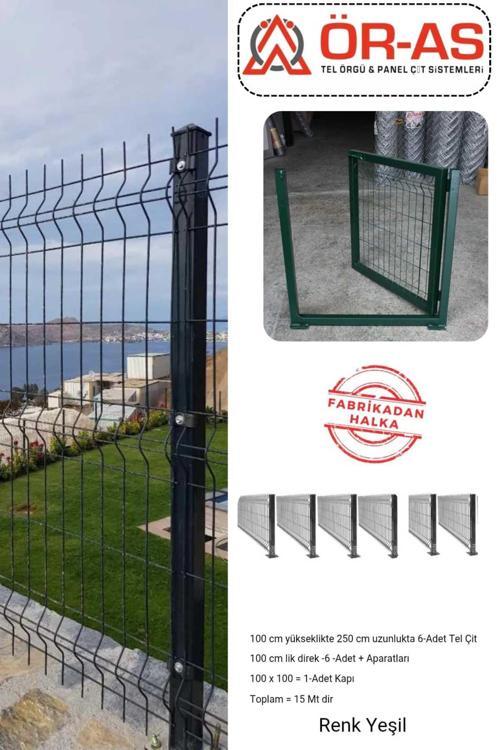 & Panel Çit Sistemleri Panel Çit Takım ( 100 Cm Yükseklik 15 Mt Uzunluk ) + ( 100 X 100 Kapı -)