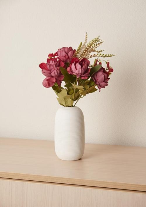 Fiona Seramik Vazo Oval, Beyaz 15 CM