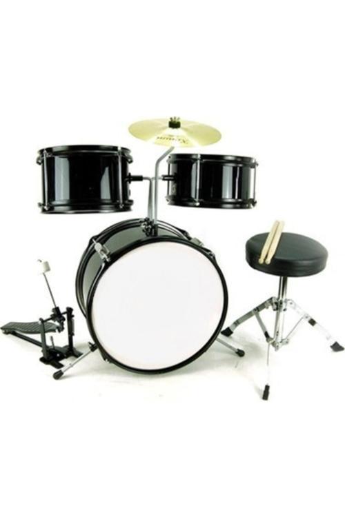Jd001 Akustik Junyır Boy (3-8 Yaş) Çocuk Bateri Seti-Siyah Renk