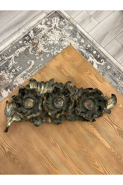 Yapraklı Üçlü Dekoratif Hediyelik Lotus Çiçek