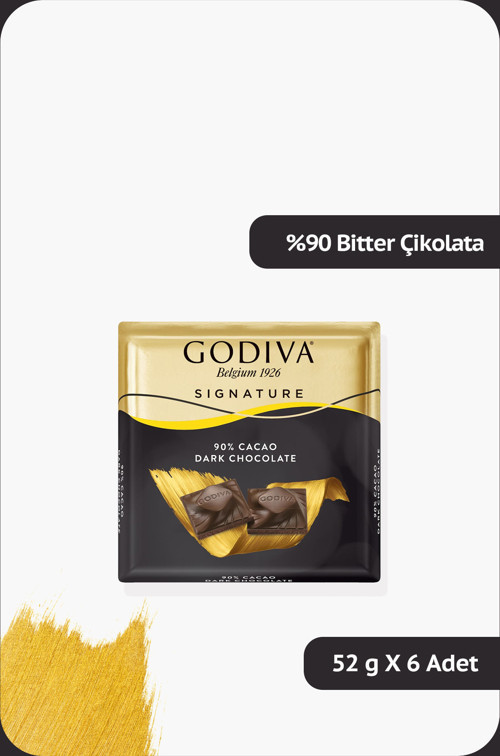 %90 Bitter Kare Çikolata - 52 gram - 6 Adet