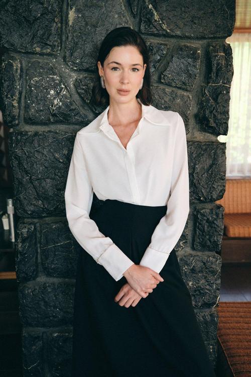 Aksesuarlı Klasik Gömlek - Ekru