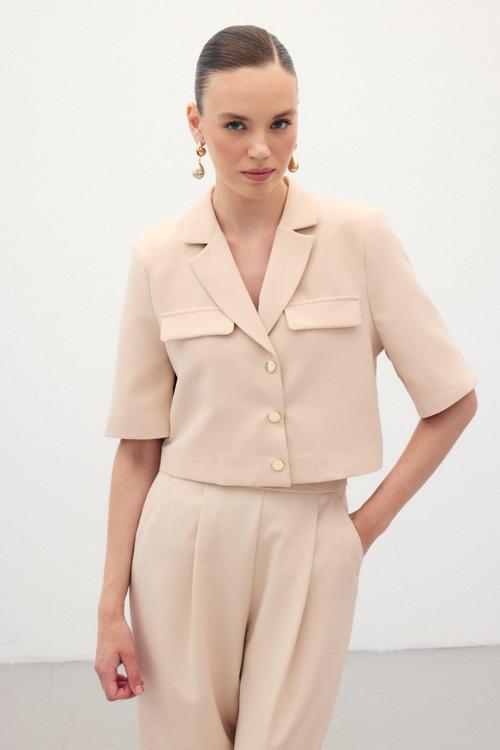 Kısa Kollu Ceket - Bej