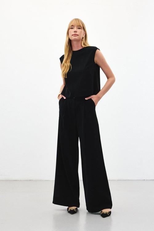 Geniş Paça Pantolon - Siyah