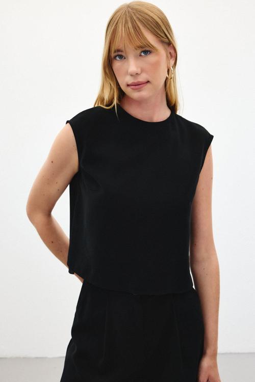 Kolsuz Salaş Bluz - Siyah