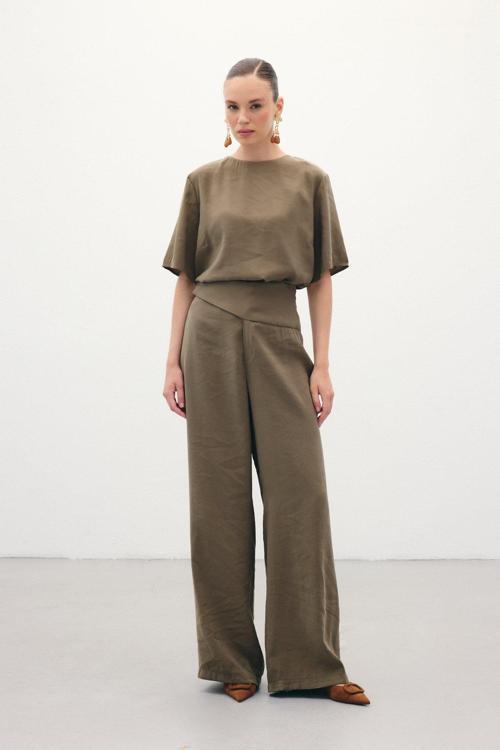 Kemer Detaylı Modal Pantolon - Haki