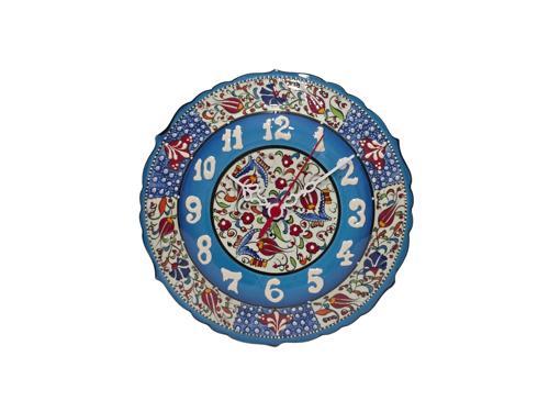 Çini Boyama Kabartma Duvar Saat 25cm - Çini Saat