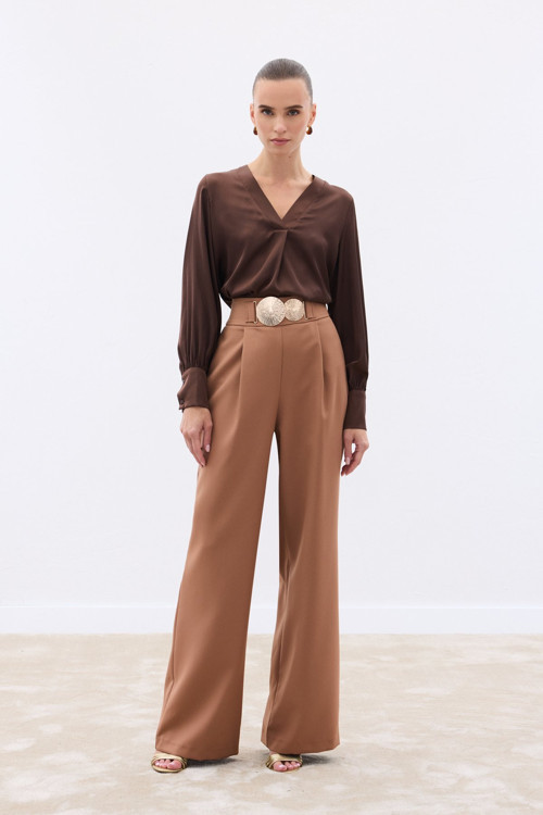 Aksesuarlı Pantolon - Camel