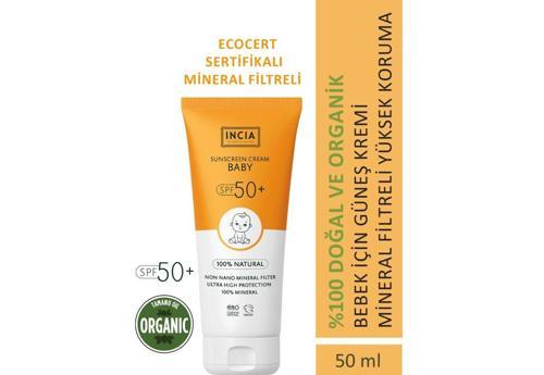 Incia Bebek Güneş Kremi Leke Karşıtı Mineral Filtreli Yüksek Koruma SPF50 UVA UVB 50 ml