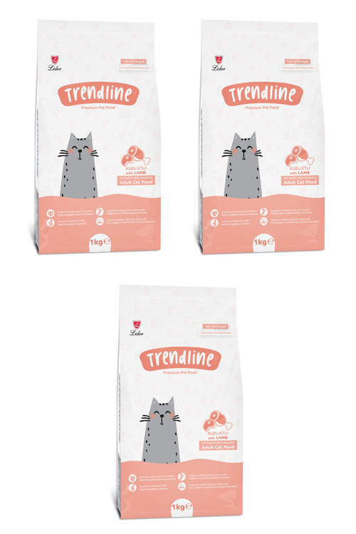 Kuzu Etli Yetişkin Kedi Maması 1 Kg 3'lü Set