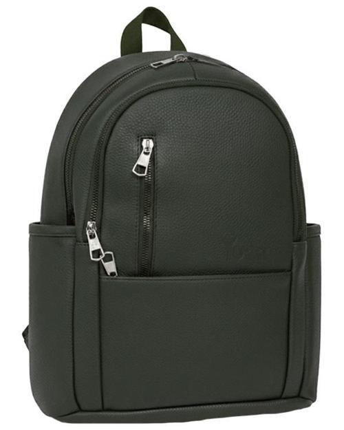 Suni Deri Dört Gözlü Sırt Çantası Yeşil