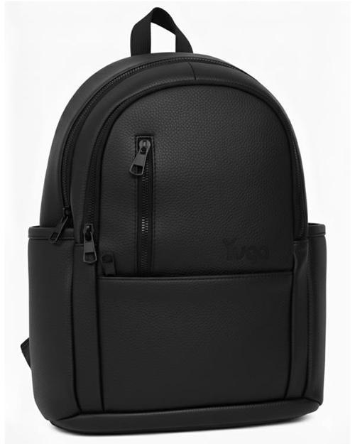 Suni Deri Dört Gözlü Sırt Çantası Siyah