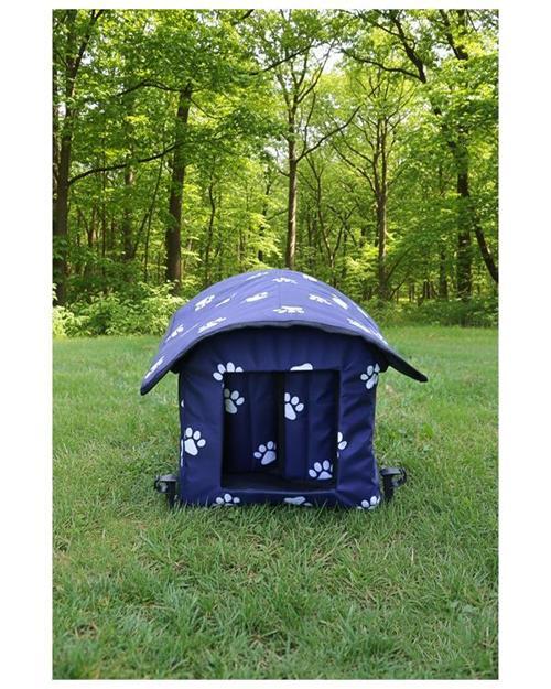 Pati Desenli Lacivert Kedi Evi Isı ve Yağmur Korumalı