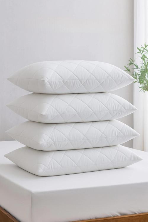Yastık Alezi Seti Pamuklu 4’lü Kapitone Yastık Koruyucu Beyaz