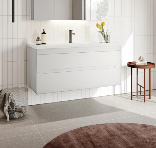 Varna 120 cm Mat Beyaz Banyo Dolabı Alt Modül ve Lavabo