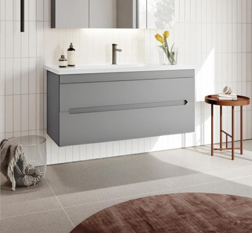 Varna 120 cm Mat Gri Banyo Dolabı Alt Modül ve Lavabo