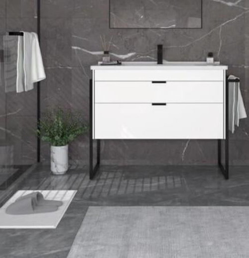 Trio 80 cm Beyaz Havluluklu Çekmeceli Banyo Dolabı Alt Modül ve Lavabo