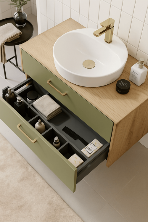 Salerno 80 cm Legnona-Sardunya Banyo Dolabı Alt Modül ve Lavabo