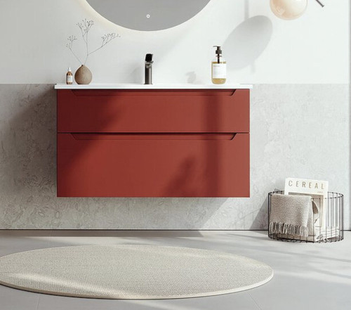 Messina 100 cm Tuscan Kırmızı Banyo Dolabı Alt Modül Ve Lavabo