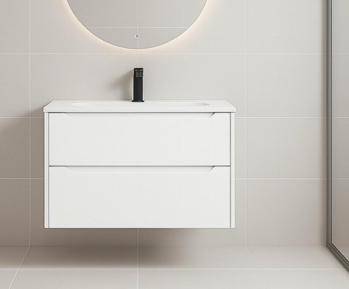 Messina 65 cm Mat Beyaz Banyo Dolabı Alt Modül Ve Lavabo