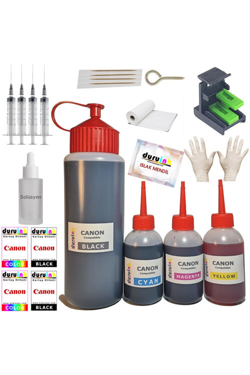 Canon Mp470 Mx300 Mx310 (Pg 40 Cl 41) Muadil Kartuş Dolum Seti 500Ml Siyah+3X100Ml Renkli Mürekkep