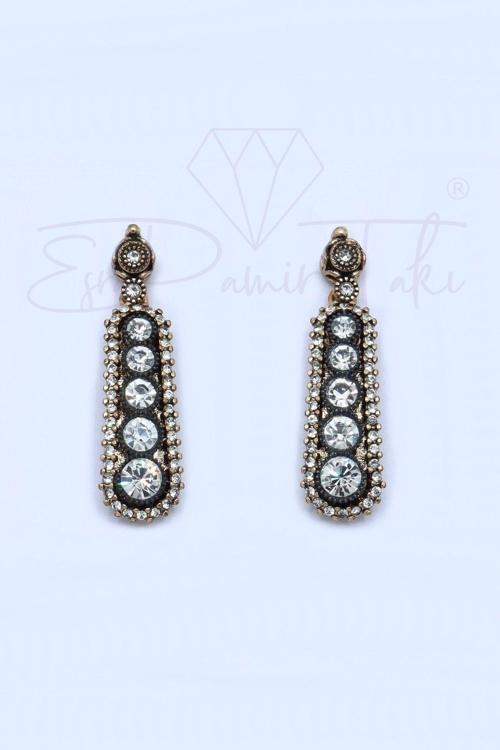 Zirkon Taşlı Elmas Montür Küpe