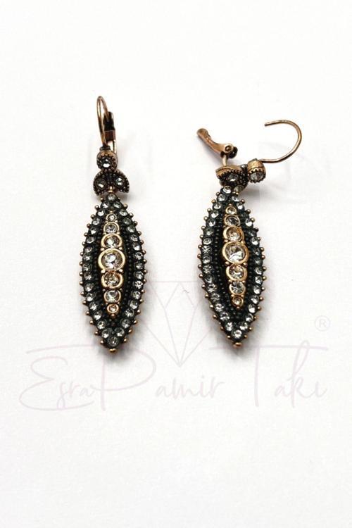 Zirkon Taşlı Elmas Montür Mekik Küpe