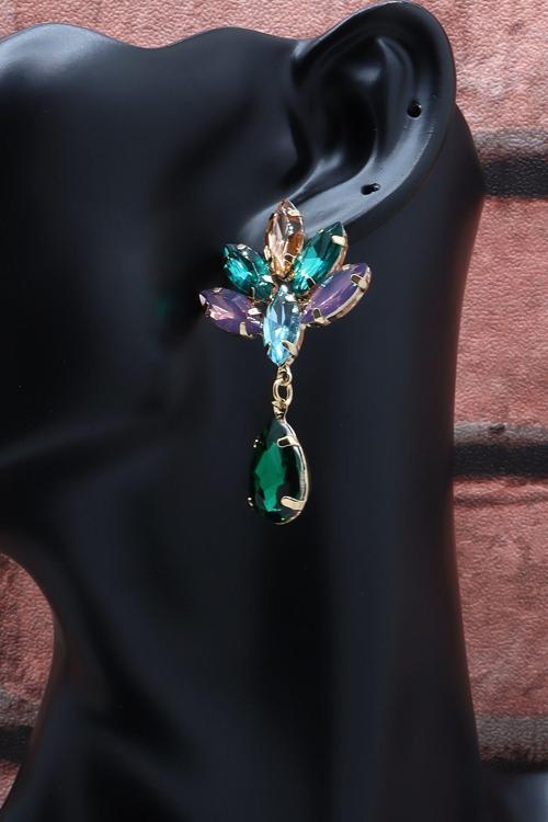 Kristal Taş Sallantılı Abiye Küpe