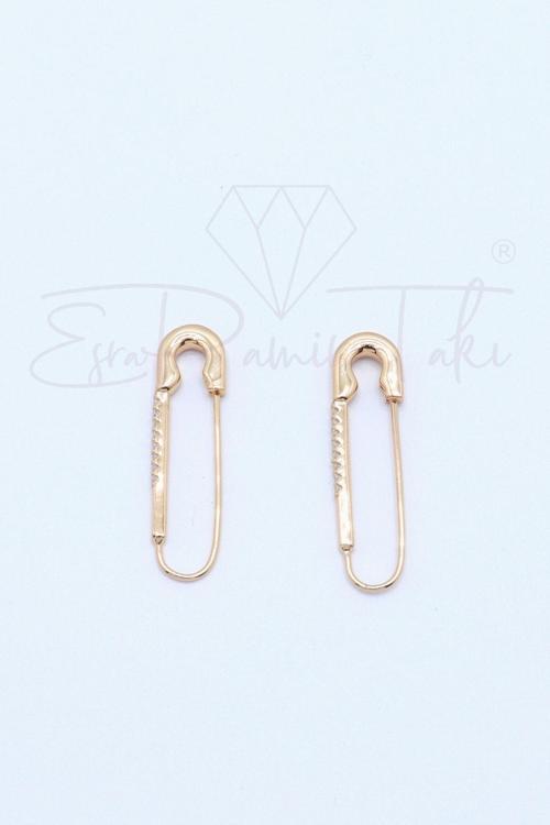 Zirkon Taşlı Rose Gold Renk Çengelli İğne Küpe