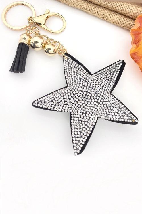 Gümüş Renk Taşlı Yıldız Anahtarlık Ve Çanta Süsü