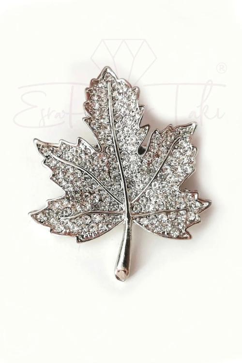 Gümüş Renk Yaprak Broş