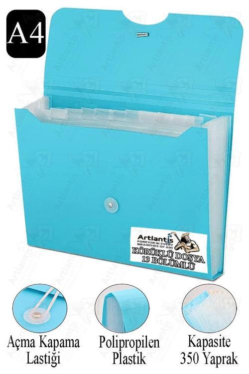 Körüklü Dosya 13 Bölmeli 1 Adet A4 Akardiyon Dosya Düzenleyici 13 Cepli Lastikli Dosya Belge Düzenleyici Klasör