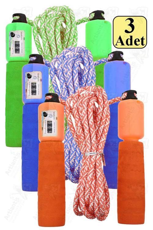 Atlama İpi Ayarlanabilir Sayaçlı 3 Adet Ayarlı Göstergeli Atlama İpi Evde Spor İpi Sünger Tutamaçlı Antreman Egzersiz